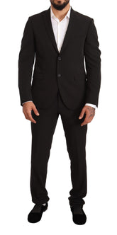 Domenico Tagliente Black Polyester Slim 2 Piece Set TAGLIENTE Suit